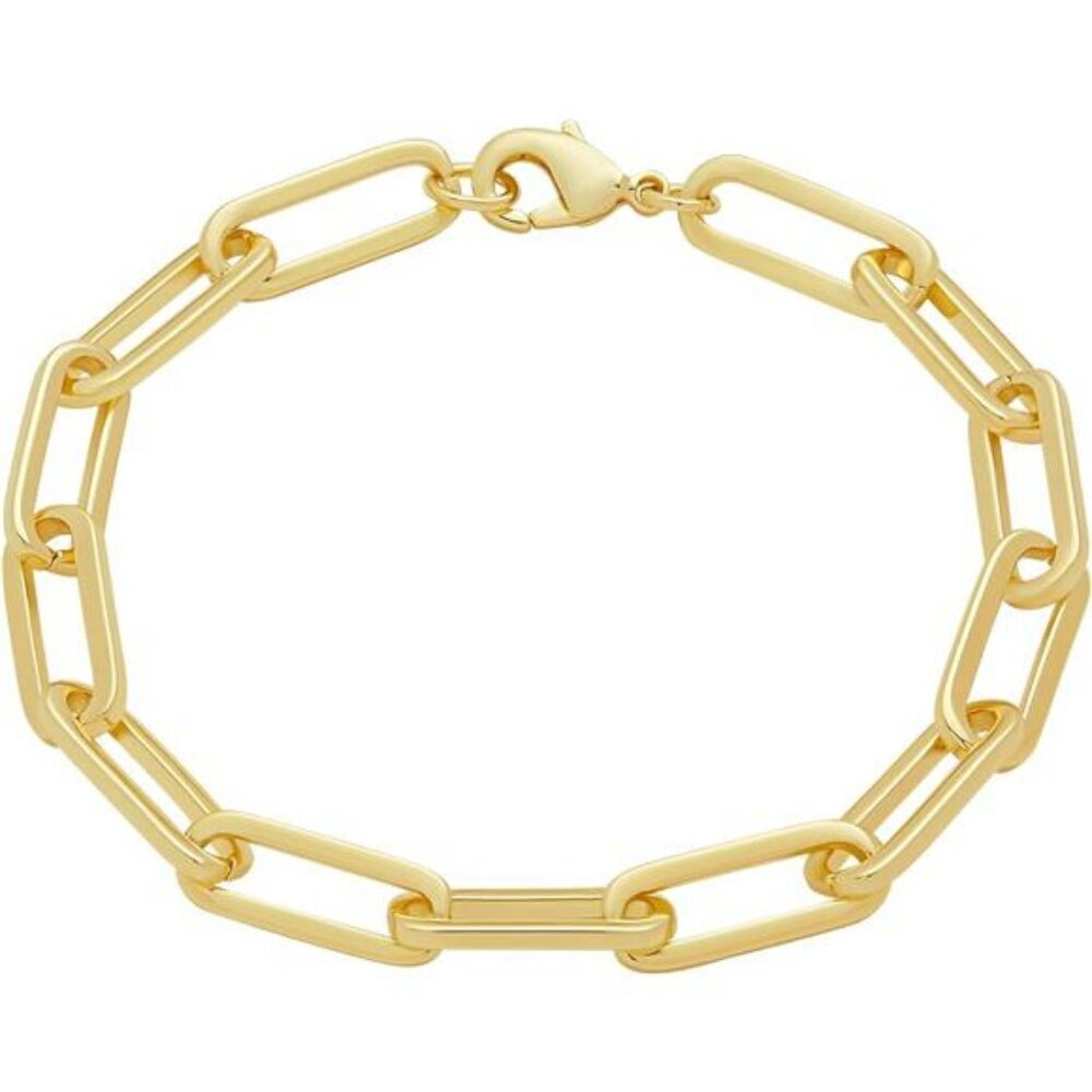 14k Gold Plated Chunky Chain Link Bracelet Paperclip Style Jewelry Gift Women